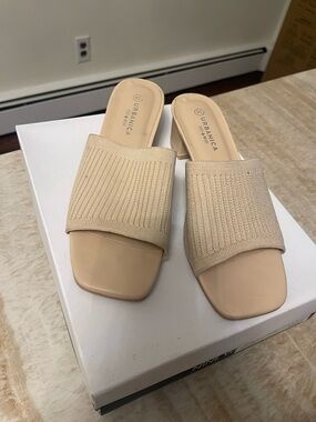 Urban Outfitters Cream Knit Slide Mules